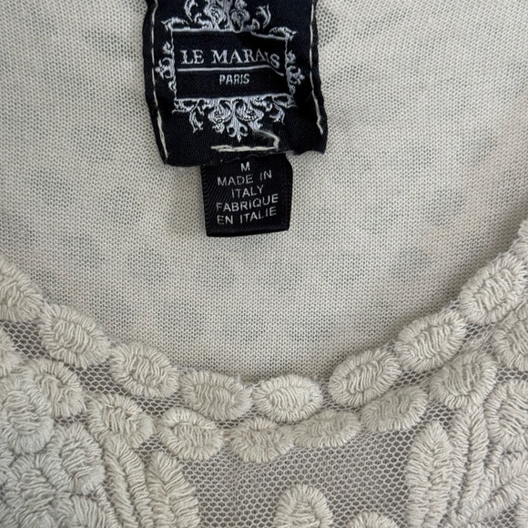 Le Marais Paris dress Silk Lace Tiered Hem Beige Medium - Picture 7 of 9